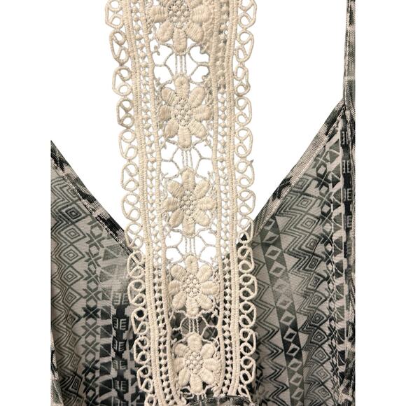 ForCynthia‎ Beachwear Cover-Up Medium Sheer White Tunic Dress Boho Resortwear - Picture 4 of 11